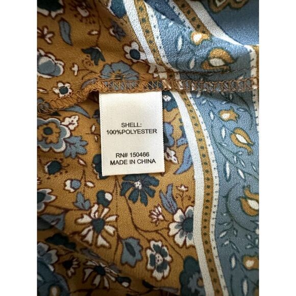 41 Hawthorn Sleeveless Tunic Top Side Tie Neckline Golden Dijon Floral Size L - Picture 7 of 8